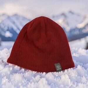 Burton Youth Beanie Hat Maroon Burgundy Knit Embroidered Logo Kids Winter Snow